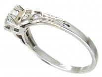 Art Deco Diamond Solitaire Ring with Diamond Shoulders