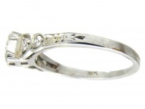Art Deco Diamond Solitaire Ring with Diamond Shoulders