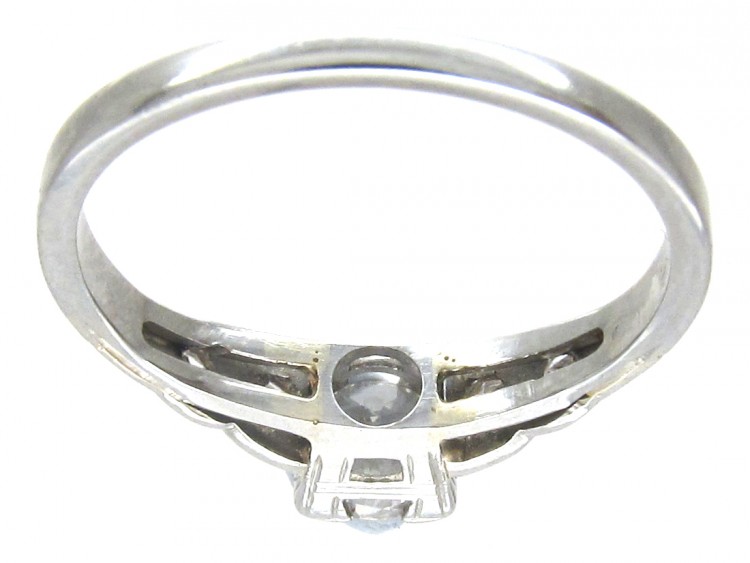 Art Deco Diamond Solitaire Ring with Diamond Shoulders