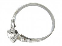 Art Deco Diamond Solitaire Ring with Diamond Shoulders