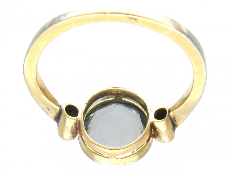 Edwardian 18ct Gold & Platinum Aquamarine & Diamond Ring