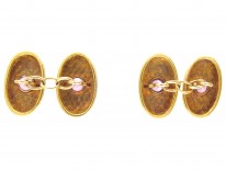 French 18ct Gold & Almandine Garnet Cufflinks