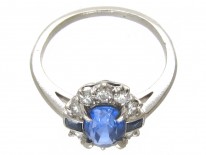Art Deco Oval Sapphire & Diamond Ring
