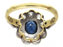 Edwardian Large Diamond & Sapphire Cluster Ring