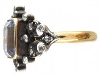 Edwardian Rectangular Cut Natural Sapphire & Diamond Ring