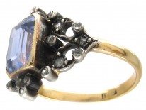 Edwardian Rectangular Cut Natural Sapphire & Diamond Ring