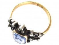 Edwardian Rectangular Cut Natural Sapphire & Diamond Ring
