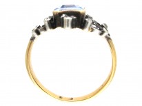 Edwardian Rectangular Cut Natural Sapphire & Diamond Ring