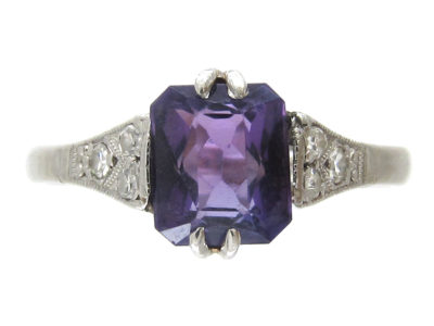 18ct & Platinum Art Deco Amethyst & Diamond Ring