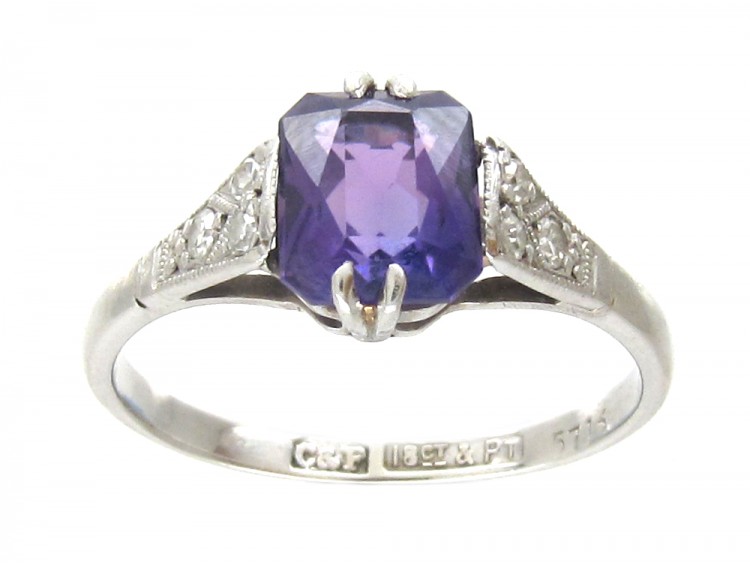 18ct & Platinum Art Deco Amethyst & Diamond Ring