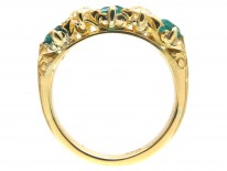 Victorian Five Stone Emerald & Diamond Ring