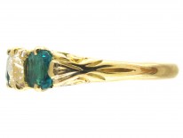 Victorian Five Stone Emerald & Diamond Ring