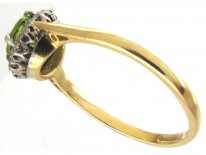 18ct Gold & Platinum Edwardian Peridot & Diamond Cluster Ring