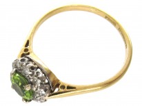 18ct Gold & Platinum Edwardian Peridot & Diamond Cluster Ring