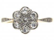 Edwardian Flower Cluster Ring with Diamond Shoulders