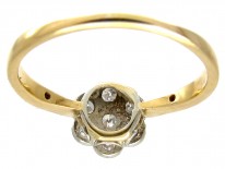 Edwardian Flower Cluster Ring with Diamond Shoulders