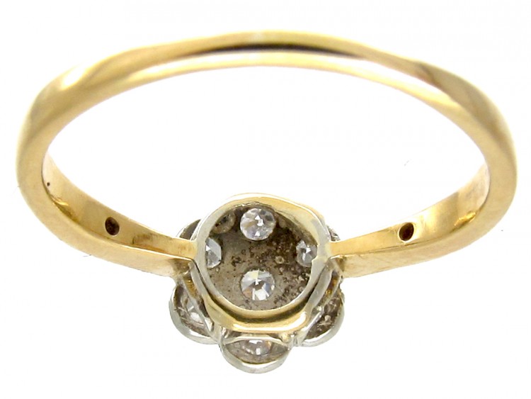 Edwardian Flower Cluster Ring with Diamond Shoulders