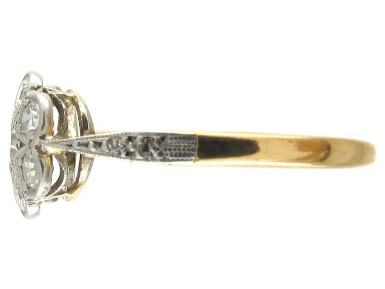 Edwardian Flower Cluster Ring with Diamond Shoulders