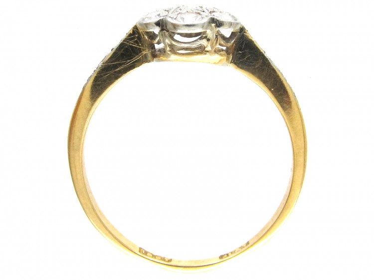 Edwardian Flower Cluster Ring with Diamond Shoulders