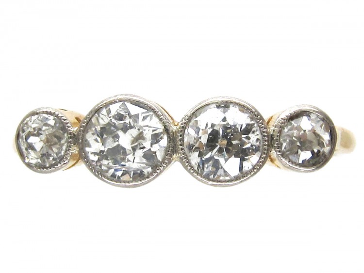 18ct & Platinum Art Deco Diamond Four Stone Ring