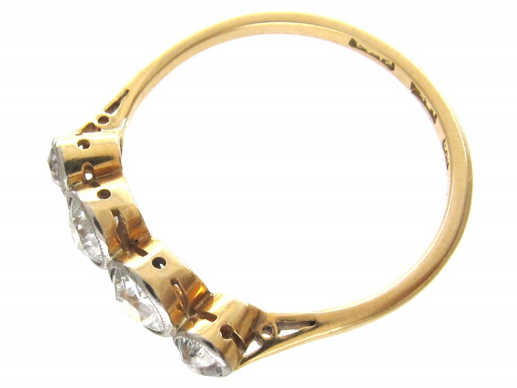 18ct & Platinum Art Deco Diamond Four Stone Ring