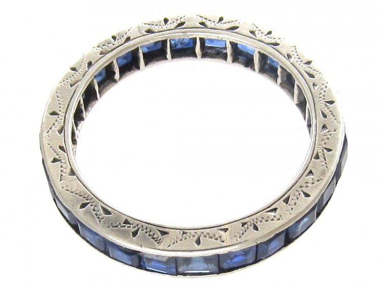 Art Deco 18ct White Gold & Sapphire Eternity Ring