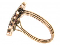 Georgian Flat Cut Garnet & Pearl Cluster Ring