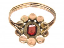 Georgian Flat Cut Garnet & Pearl Cluster Ring