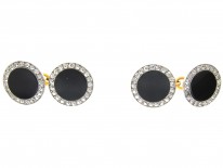 Art Deco Diamond & Onyx Discs 18ct Gold Cufflinks