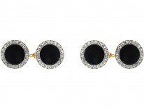 Art Deco Diamond & Onyx Discs 18ct Gold Cufflinks