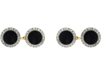 Art Deco Diamond & Onyx Discs 18ct Gold Cufflinks