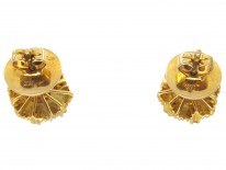 14ct Gold, Pearl & Diamond Round Earrings