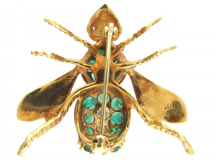 Emerald & Diamond 18ct Gold Bee Brooch