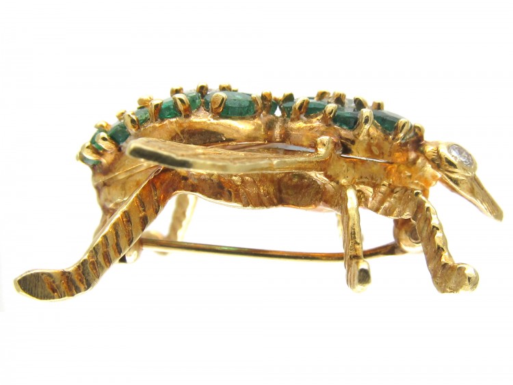 Emerald & Diamond 18ct Gold Bee Brooch