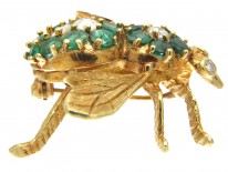 Emerald & Diamond 18ct Gold Bee Brooch
