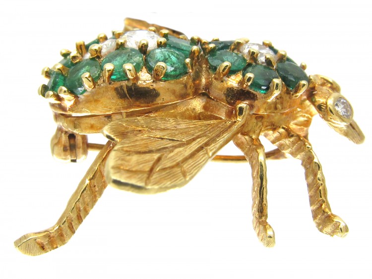 Emerald & Diamond 18ct Gold Bee Brooch