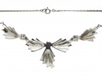 Silver & Marcasite Art Deco Bow Design Necklace