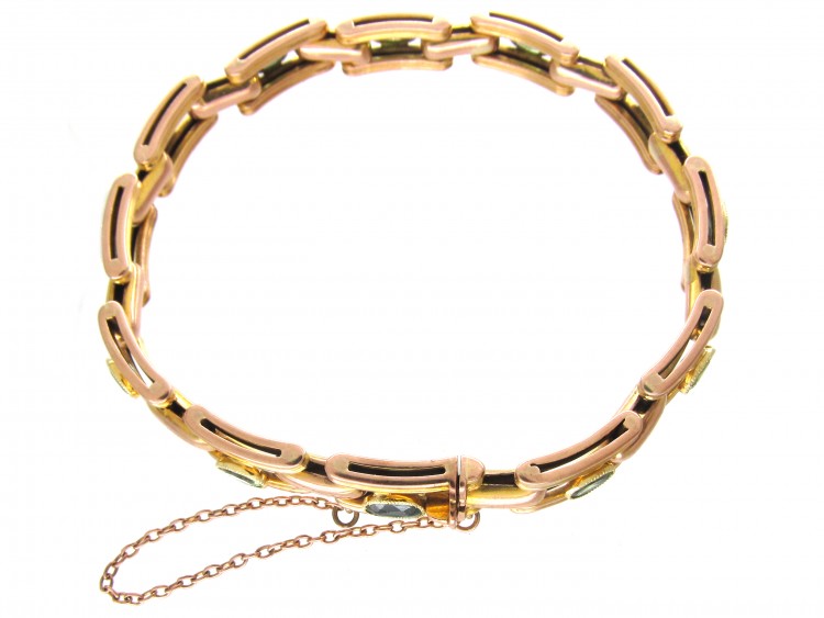 Edwardian 9ct Gold & Green Tourmaline Bracelet