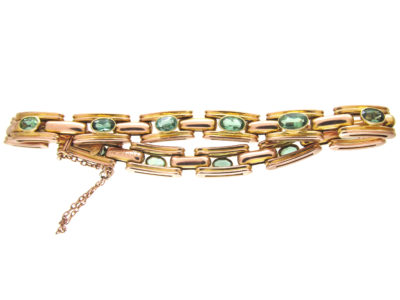 Edwardian 9ct Gold & Green Tourmaline Bracelet