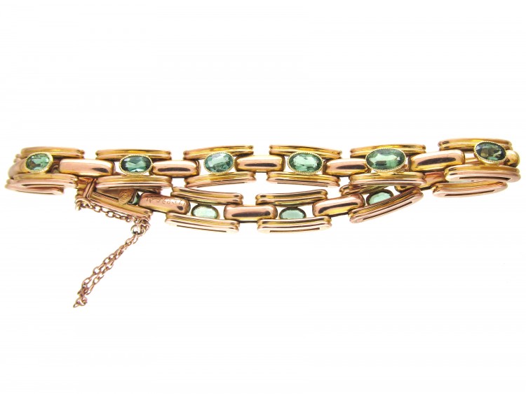 Edwardian 9ct Gold & Green Tourmaline Bracelet