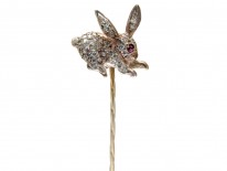 Edwardian Rose Diamond & Ruby Rabbit Stickpin