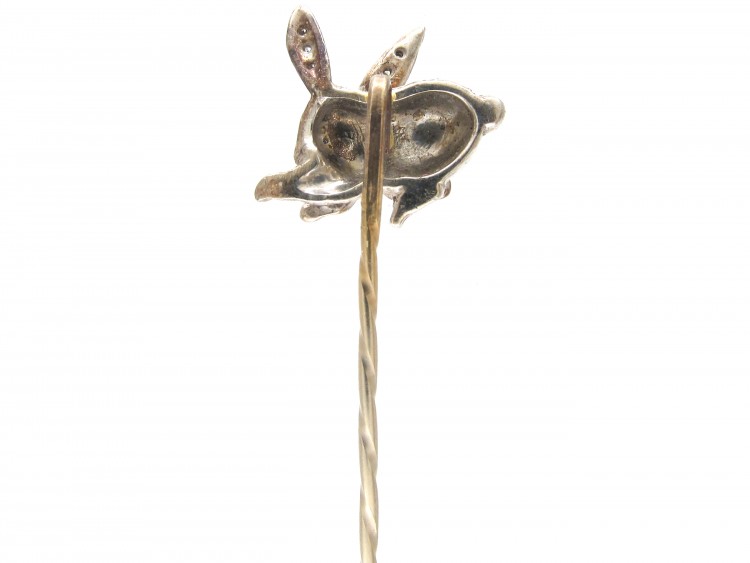 Edwardian Rose Diamond & Ruby Rabbit Stickpin