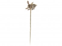 Edwardian Rose Diamond & Ruby Rabbit Stickpin