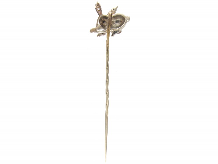 Edwardian Rose Diamond & Ruby Rabbit Stickpin