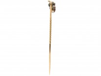 Edwardian Natural Grey Pearl & Rose Diamond Acorn Stickpin