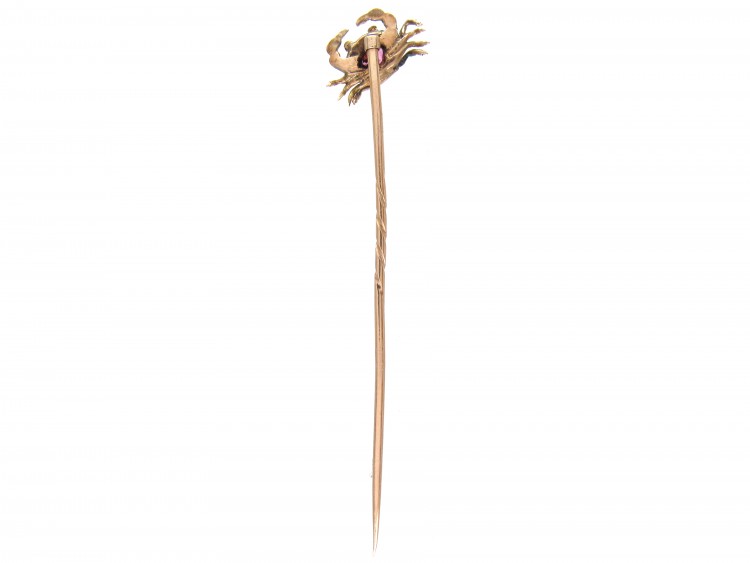 A Crab with a Heart Edwardian Rose Diamond & Ruby Stickpin
