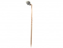 Edwardian Natural Pearl & Rose Diamond Acorn Stickpin