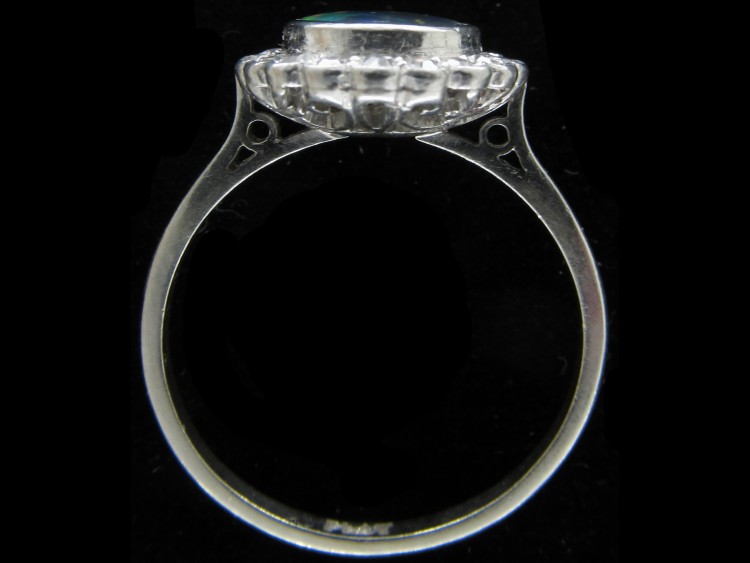 Art Deco Black Opal & Diamond Cluster Ring