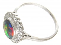 Art Deco Black Opal & Diamond Cluster Ring