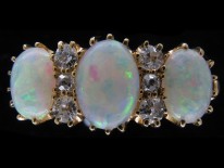 Victorian Three Stone Opal & Diamond Ring